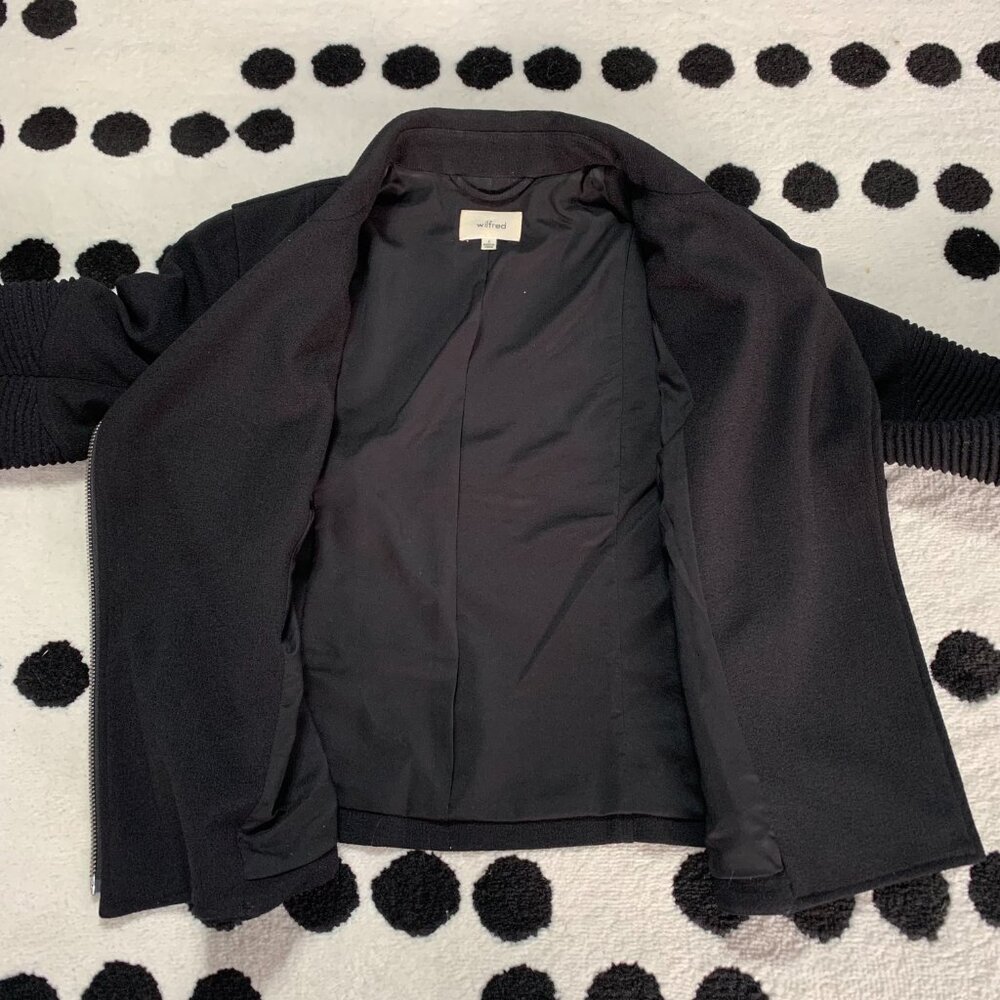 Aritzia Wilfred Montesson Motorcycle Moto Cropped Jacket 2 Black Biker Rocker - Picture 10 of 14